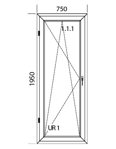 Kunststoff Balkontür mit Fliegengitter 750 x 1950 mm Bodentiefe Fenster + Moskitonetze