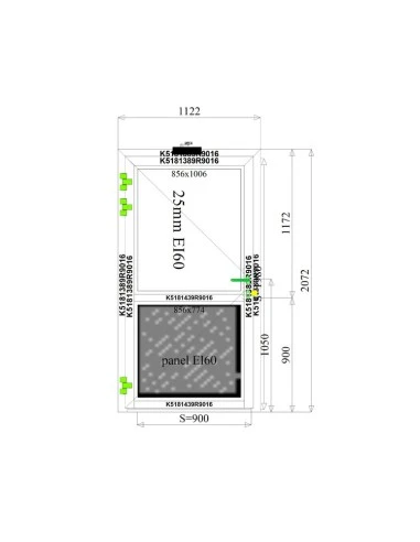 Aluminium Tür Brandschutztür 1122 x 2072 mm MB-78EI T60