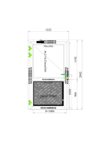 Aluminium Tür Brandschutztür 1222 x 2092 mm MB-78EI T60