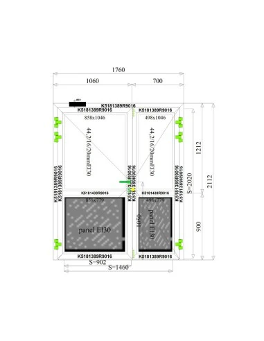 Aluminium Tür Brandschutztür 1760 x 2112 mm MB-78EI T30