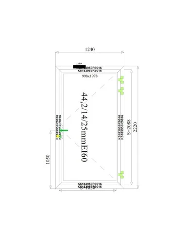 Aluminium Tür Brandschutztür 1240 x 2220 mm MB-78EI T60