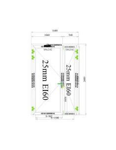 Aluminium Tür Brandschutztür 1600 x 2400 mm MB-78EI T60 2