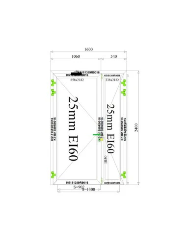 Aluminium Tür Brandschutztür 1600 x 2400 mm MB-78EI T60