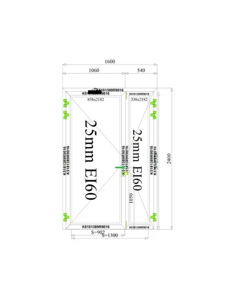 Aluminium Tür Brandschutztür 1600 x 2400 mm MB-78EI T60