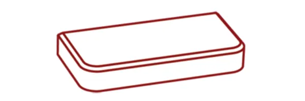 Schema einer Granitfensterbank mit zwei Kantenvarianten: rechteckige Ecke und abgerundete Ecke.